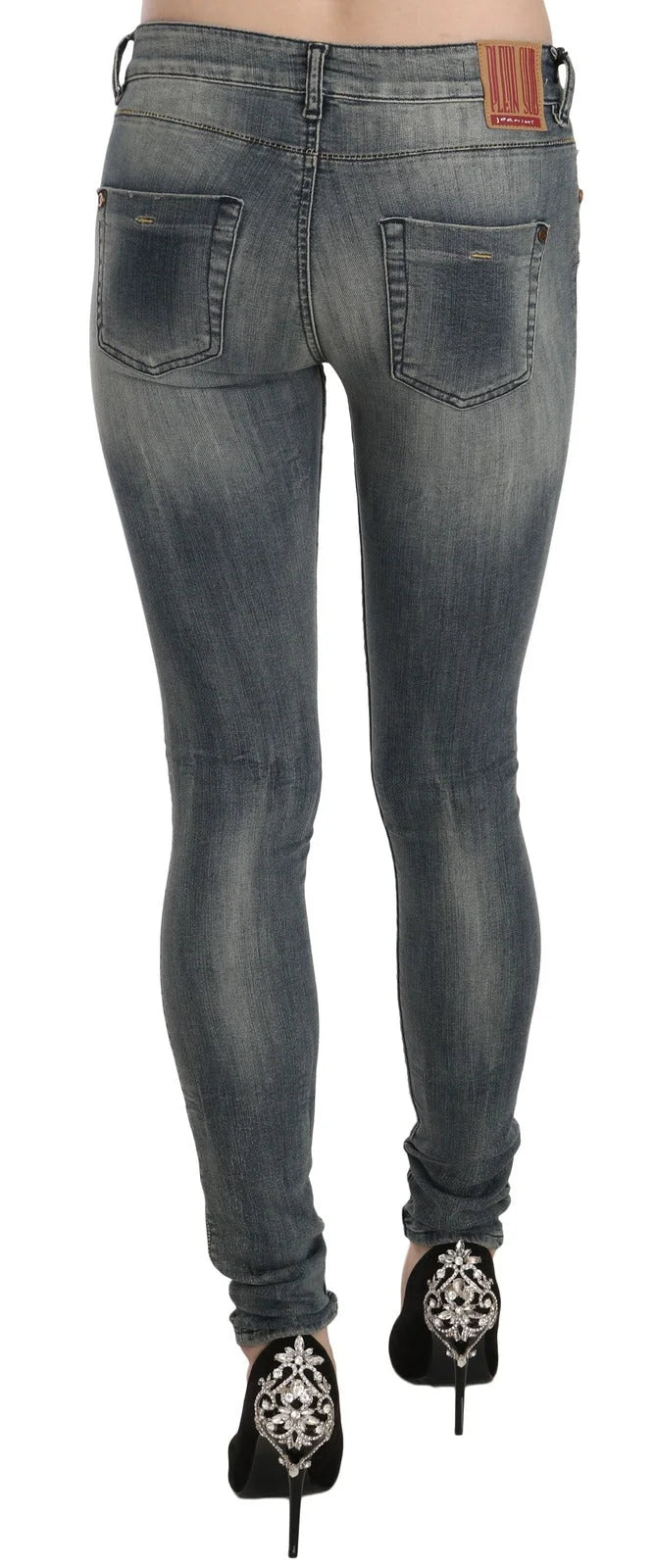 PLEIN SUD Blue Washed Low Waist Slim Fit Skinny Denim Casual Jeans - W28