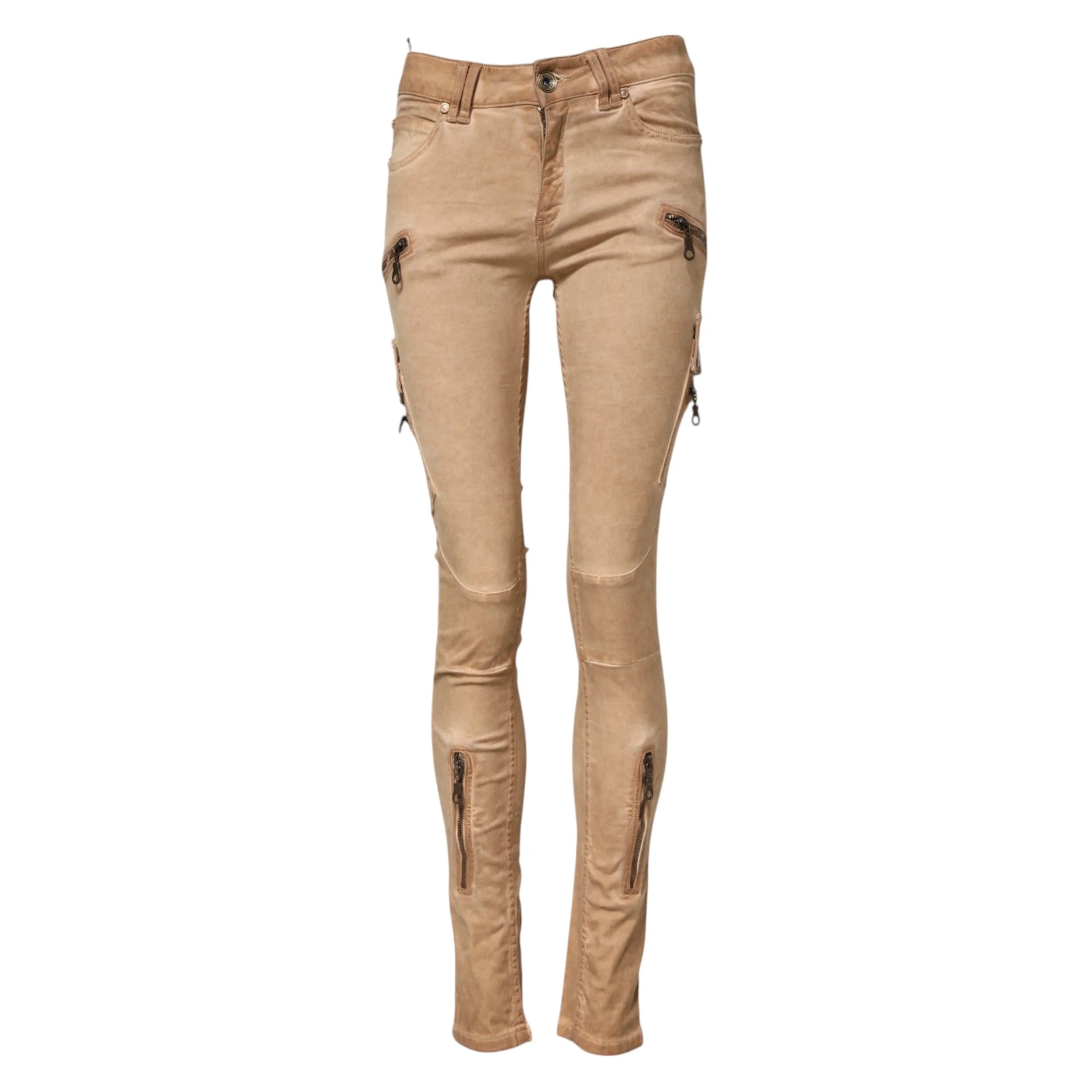 PLEIN SUD Brown Cotton Mid Waist Skinny Denim Jeans - Jeans