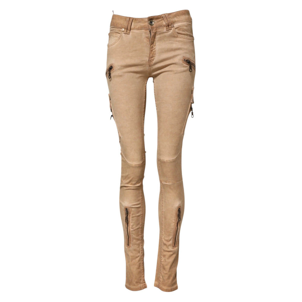 PLEIN SUD Brown Cotton Mid Waist Skinny Denim Jeans - Jeans