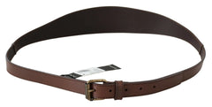 PLEIN SUD Brown Genuine Leather Rustic Metal Buckle Belt - 95 cm / 38 Inches - Belts