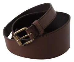 PLEIN SUD Brown Leather Gold Metal Buckle Belt - 130cm / 50inch - Belts