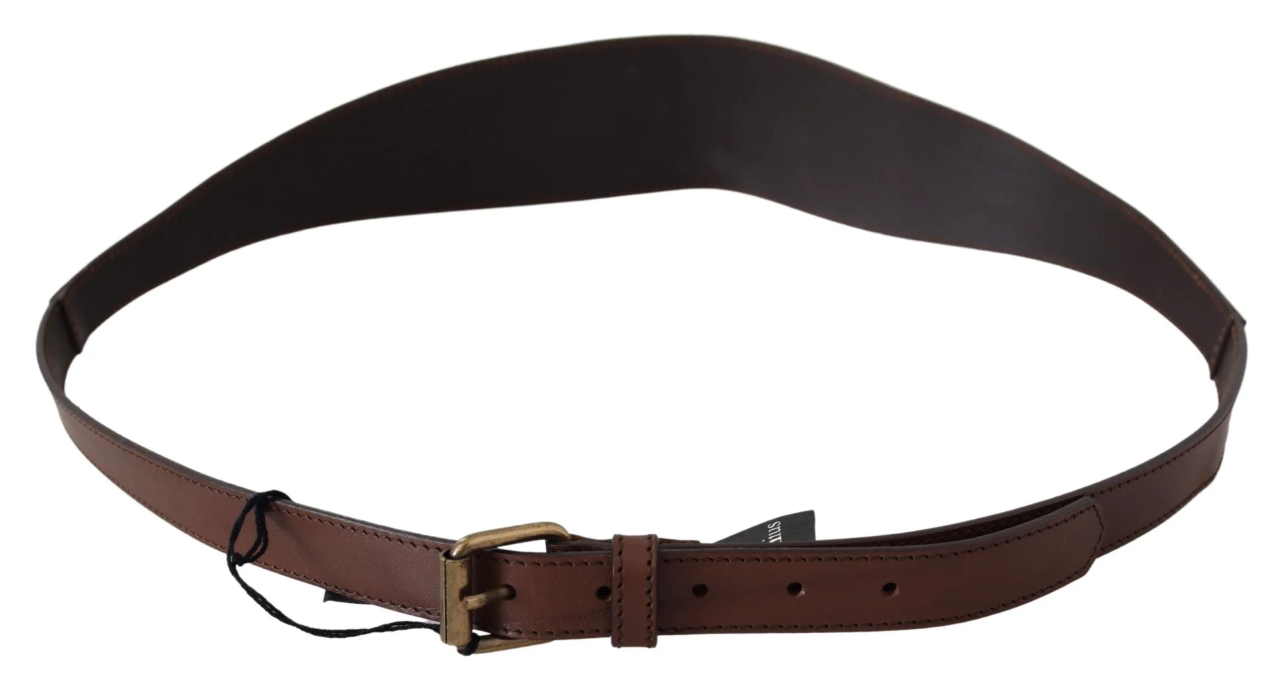 PLEIN SUD Brown Leather Gold Metal Buckle Belt - 130cm / 50inch - Belts