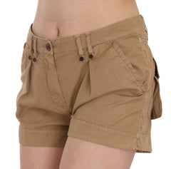 PLEIN SUD Brown Mid Waist 100% Cotton Mini Shorts - IT38|XS - Cargo Shorts