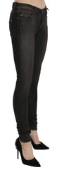 PLEIN SUD Cotton Black Washed Low Waist Skinny Denim Jeans
