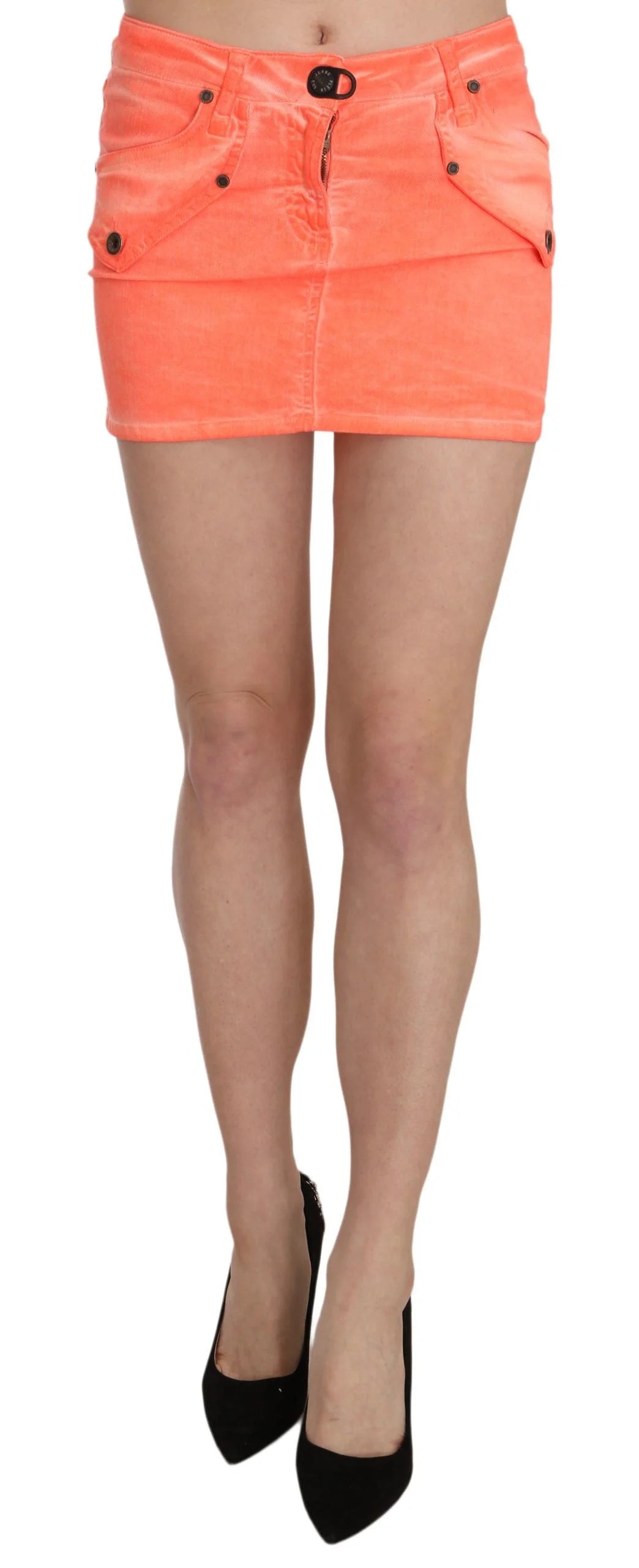 PLEIN SUD Orange Cotton Stretch Casual Mini Skirt - Skirts