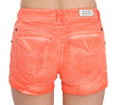 PLEIN SUD Orange Mid Waist Cotton Denim Mini Shorts - Short Trousers