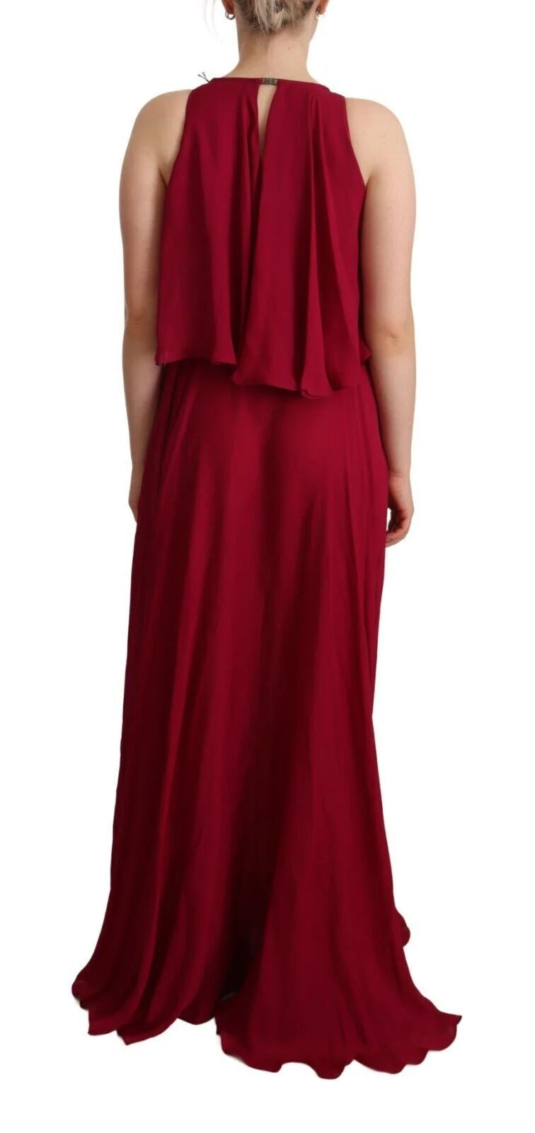 PLEIN SUD Orchid Silk Sleeveless Long Maxi Ruffle Shift Dress - IT44|L - Dresses