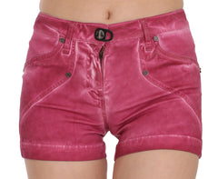 PLEIN SUD Pink Mid Waist Cotton Mini Denim Shorts - IT36 | XS - Denim Shorts