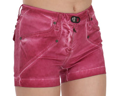 PLEIN SUD Pink Mid Waist Cotton Mini Denim Shorts - IT36 | XS - Denim Shorts