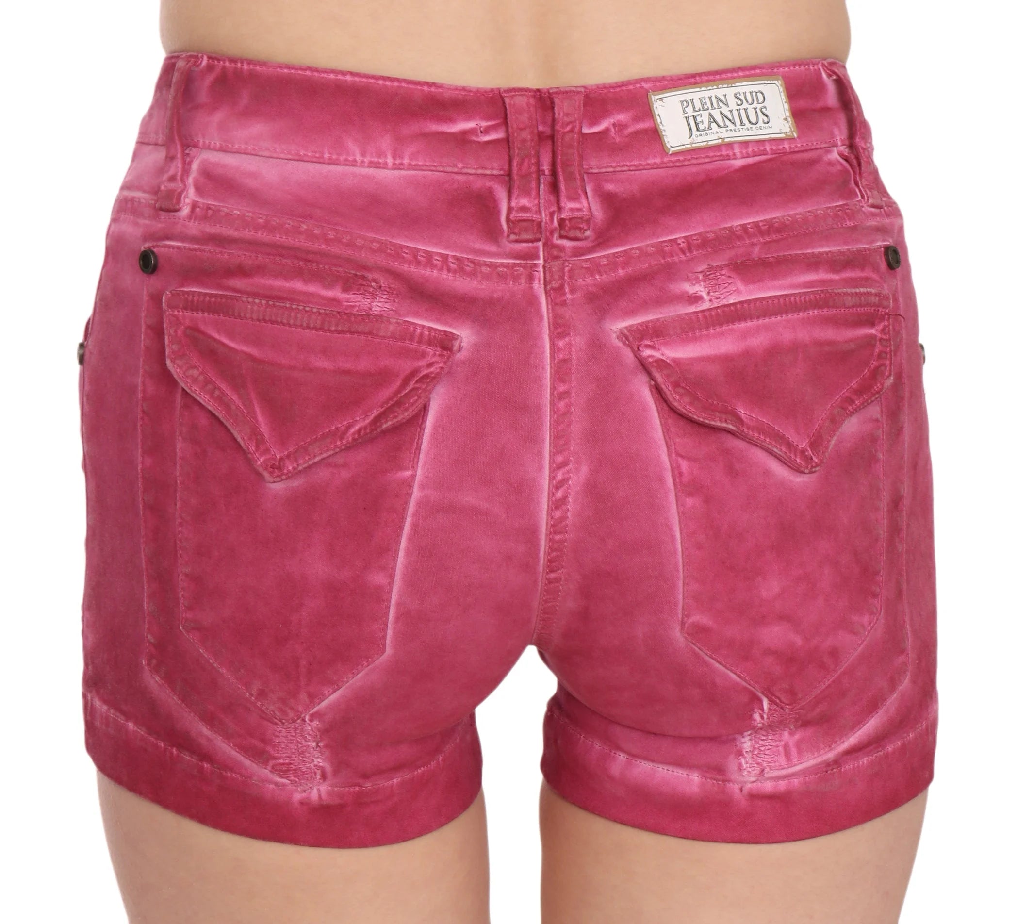 PLEIN SUD Pink Mid Waist Cotton Mini Denim Shorts - IT36 | XS - Denim Shorts