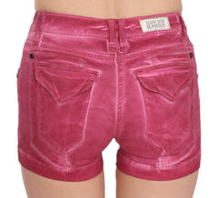 PLEIN SUD Pink Mid Waist Cotton Mini Denim Shorts - IT36 | XS - Denim Shorts