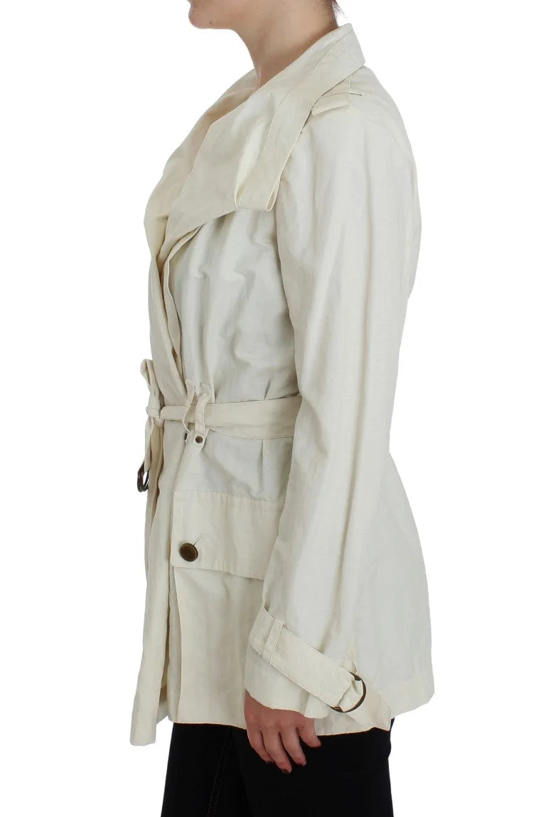 PLEIN SUD White Trench Coat Jacket - IT42 | S - Trench Coats