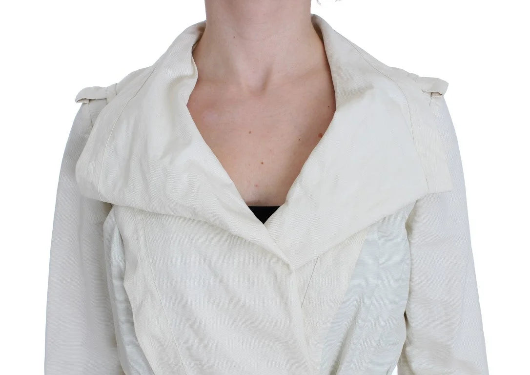 PLEIN SUD White Trench Coat Jacket - IT42 | S - Trench Coats