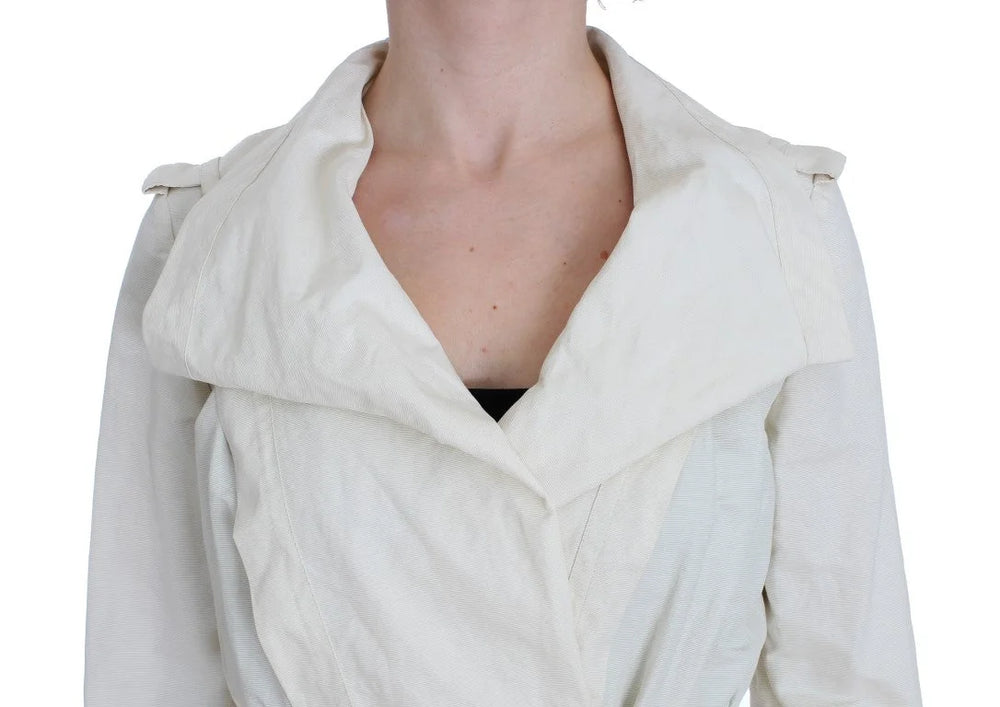 PLEIN SUD White Trench Coat Jacket - IT42 | S - Trench Coats