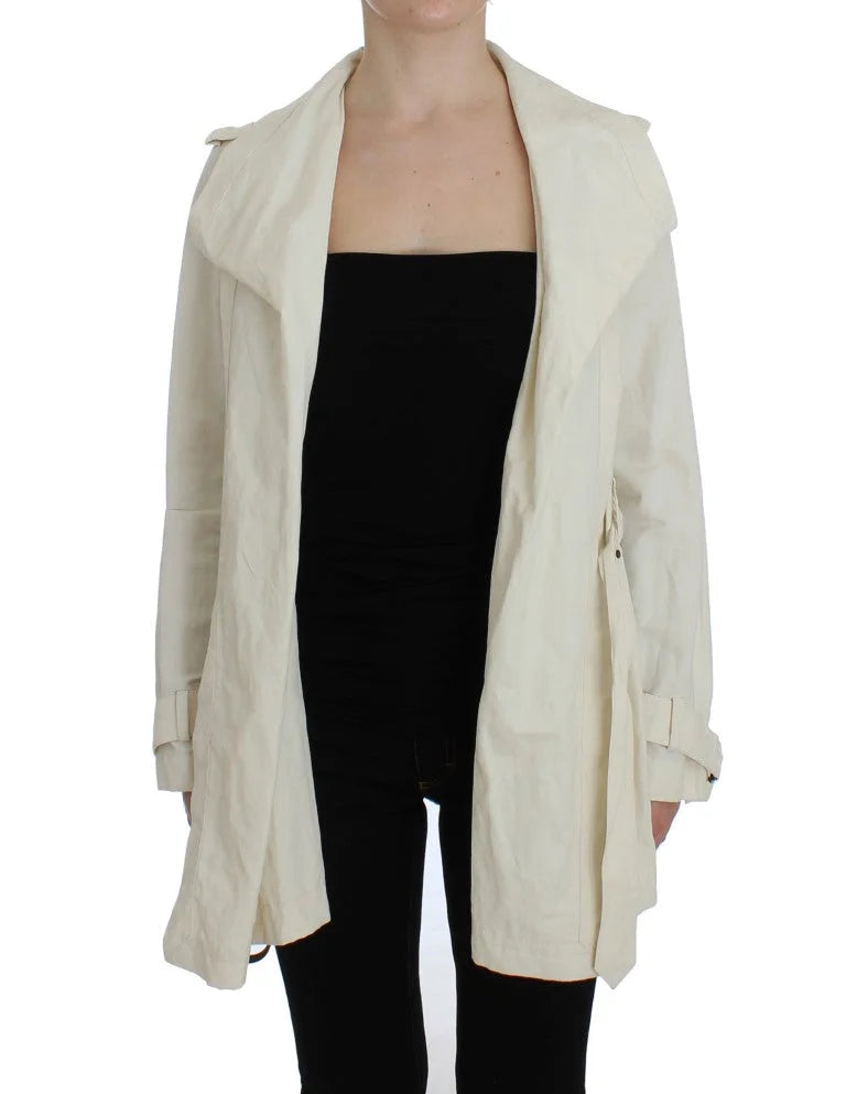PLEIN SUD White Trench Coat Jacket - IT42 | S - Trench Coats