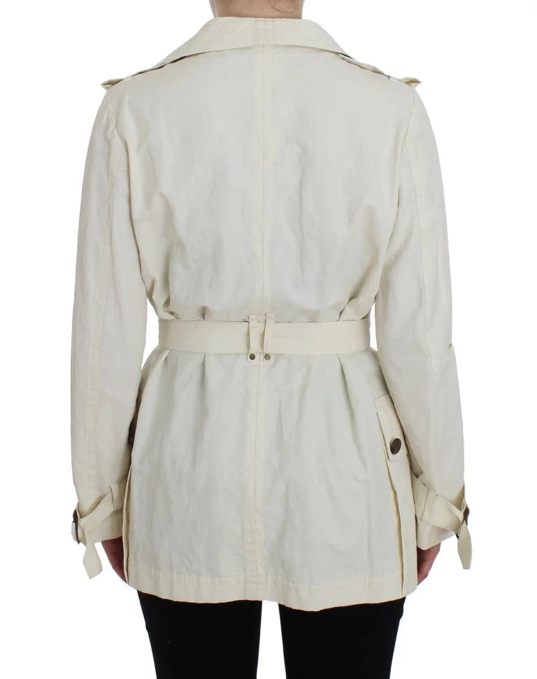 PLEIN SUD White Trench Coat Jacket - IT42 | S - Trench Coats