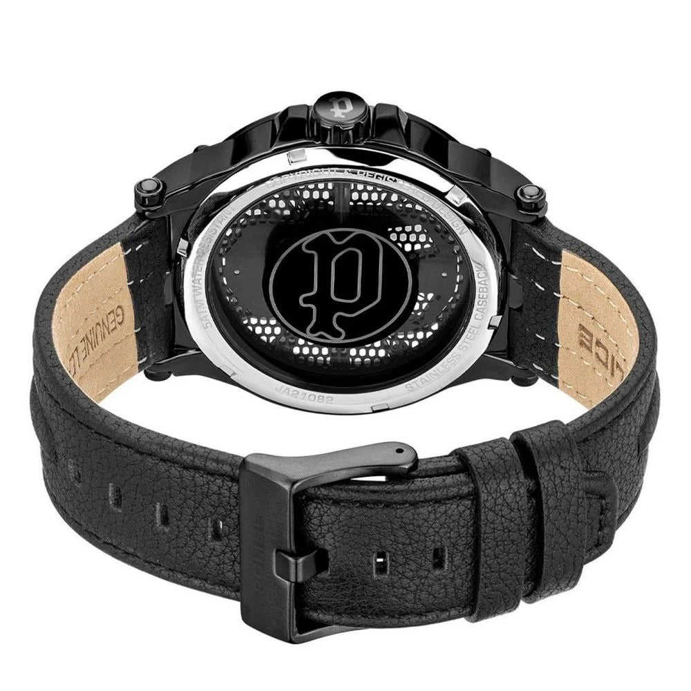 Police Black Leather Dress Watch