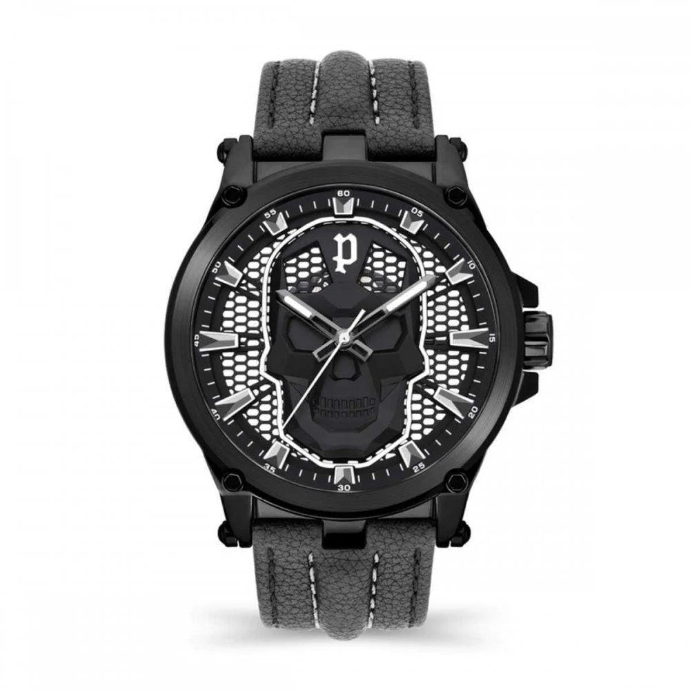 Police Black Leather Dress Watch