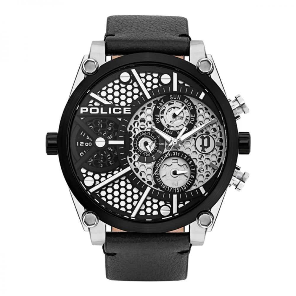 Police Black Leather Watch