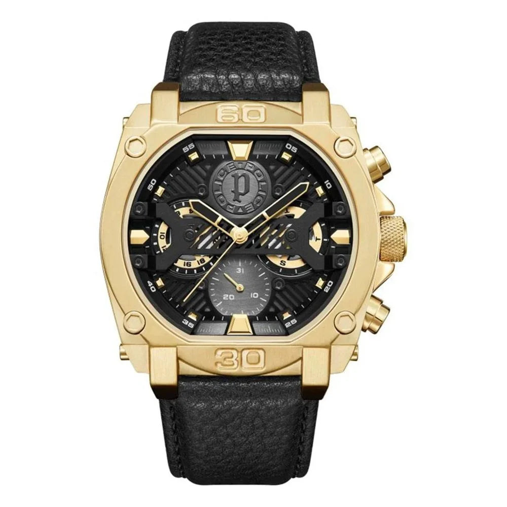 Police Black Leather Watch - Watches