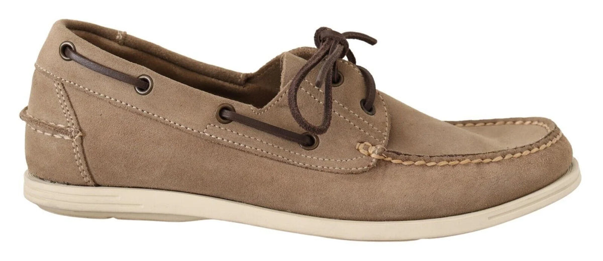 Pollini Beige Suede Low Top Mocassin Loafers Casual Men Shoes - EU39/US6 - Flats