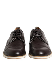 Pollini Dark Brown Leather Derby Lace Up Dress Formal Shoes - EU45/US12 - Shoes