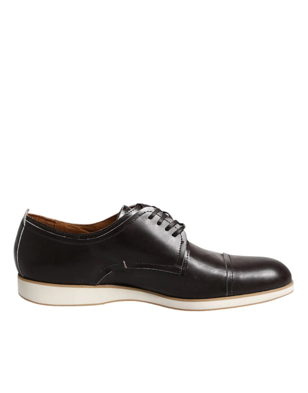 Pollini Dark Brown Leather Derby Lace Up Dress Formal Shoes - EU45/US12 - Shoes