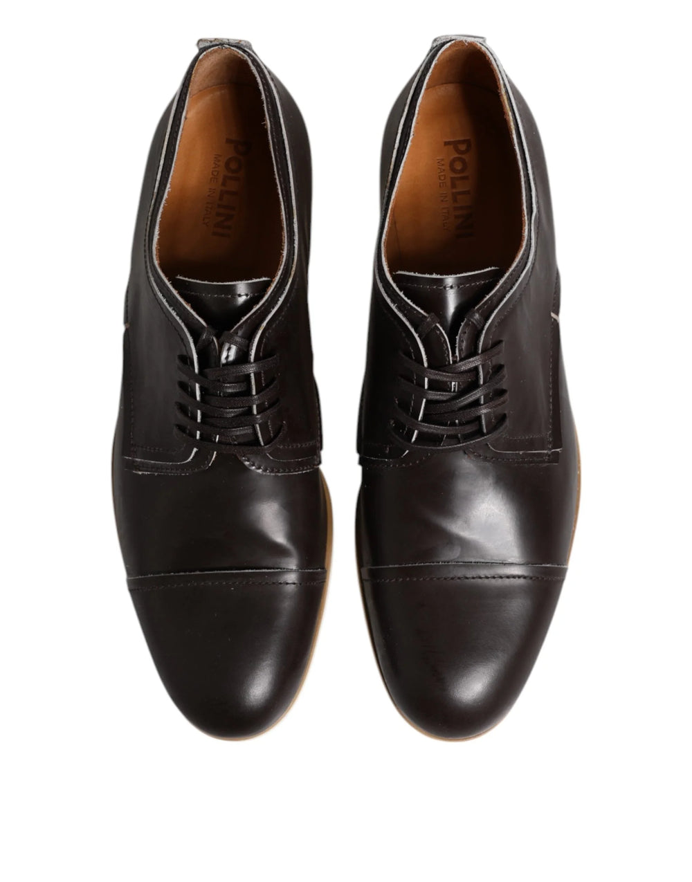 Pollini Dark Brown Leather Derby Lace Up Dress Formal Shoes - EU45/US12 - Shoes