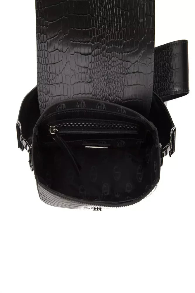Pompei Donatella Black Leather Women Crossbody Bag - Cross Body Bags