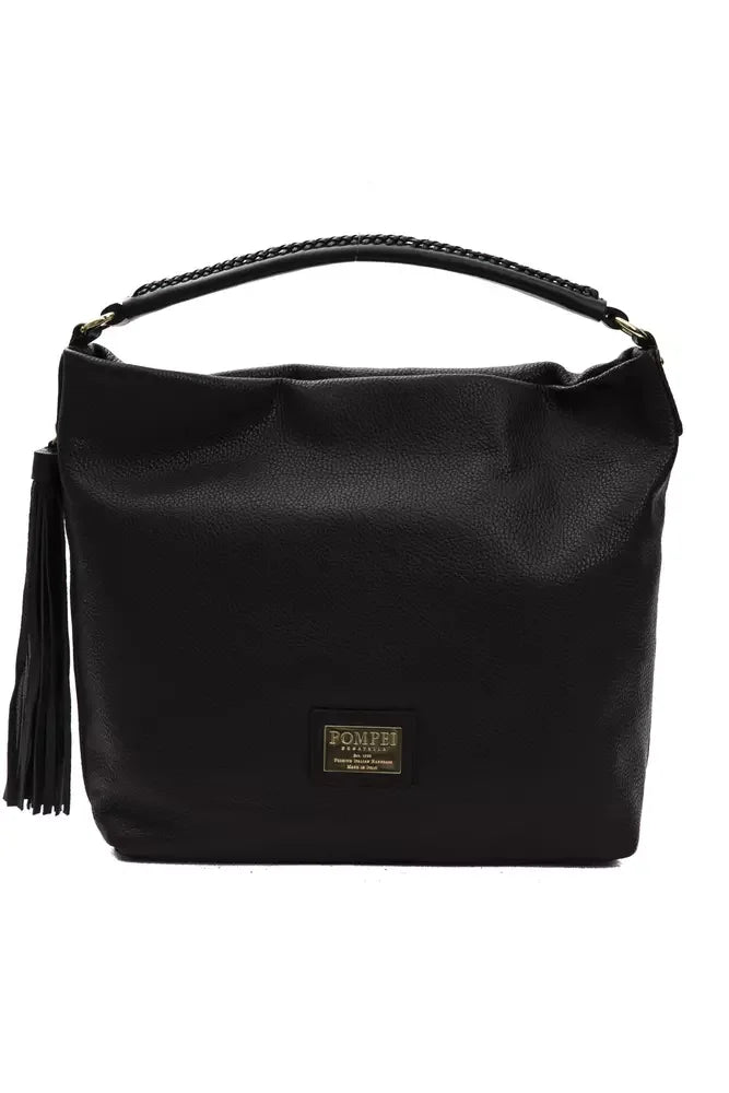 Pompei Donatella Black Leather Women Shoulder Bag - Shoulder Bags