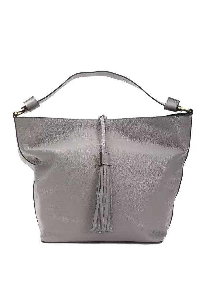 Pompei Donatella Gray Leather Women Shoulder Bag - Shoulder Bags
