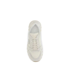 Prada Beige Calf Leather Bos Taurus Athletic Sneakers