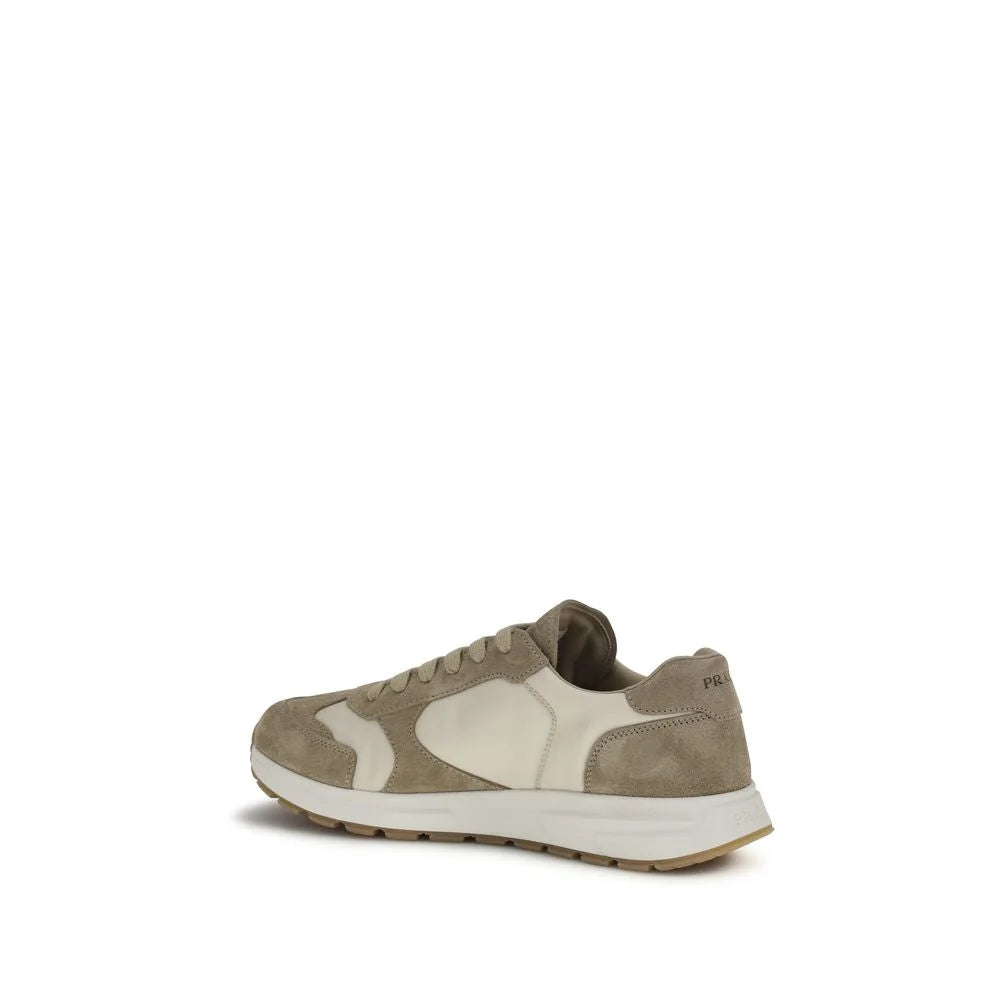 Prada Beige Calf Leather Bos Taurus Athletic Sneakers - EU45/US12