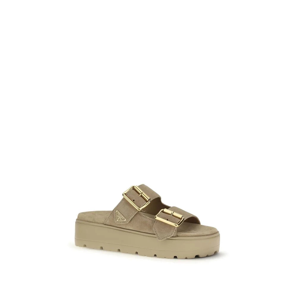 Prada Beige Calf Leather Bos Taurus Platform Sandals - EU41/US11