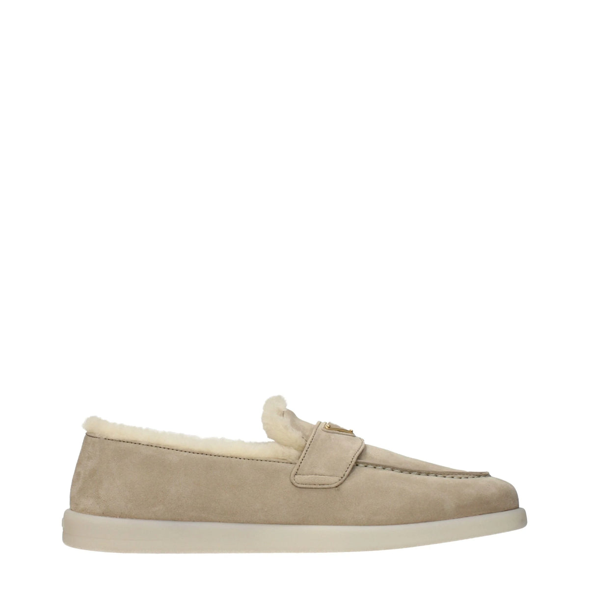 Prada Beige Leather Slip-On Loafers - EU41/US11