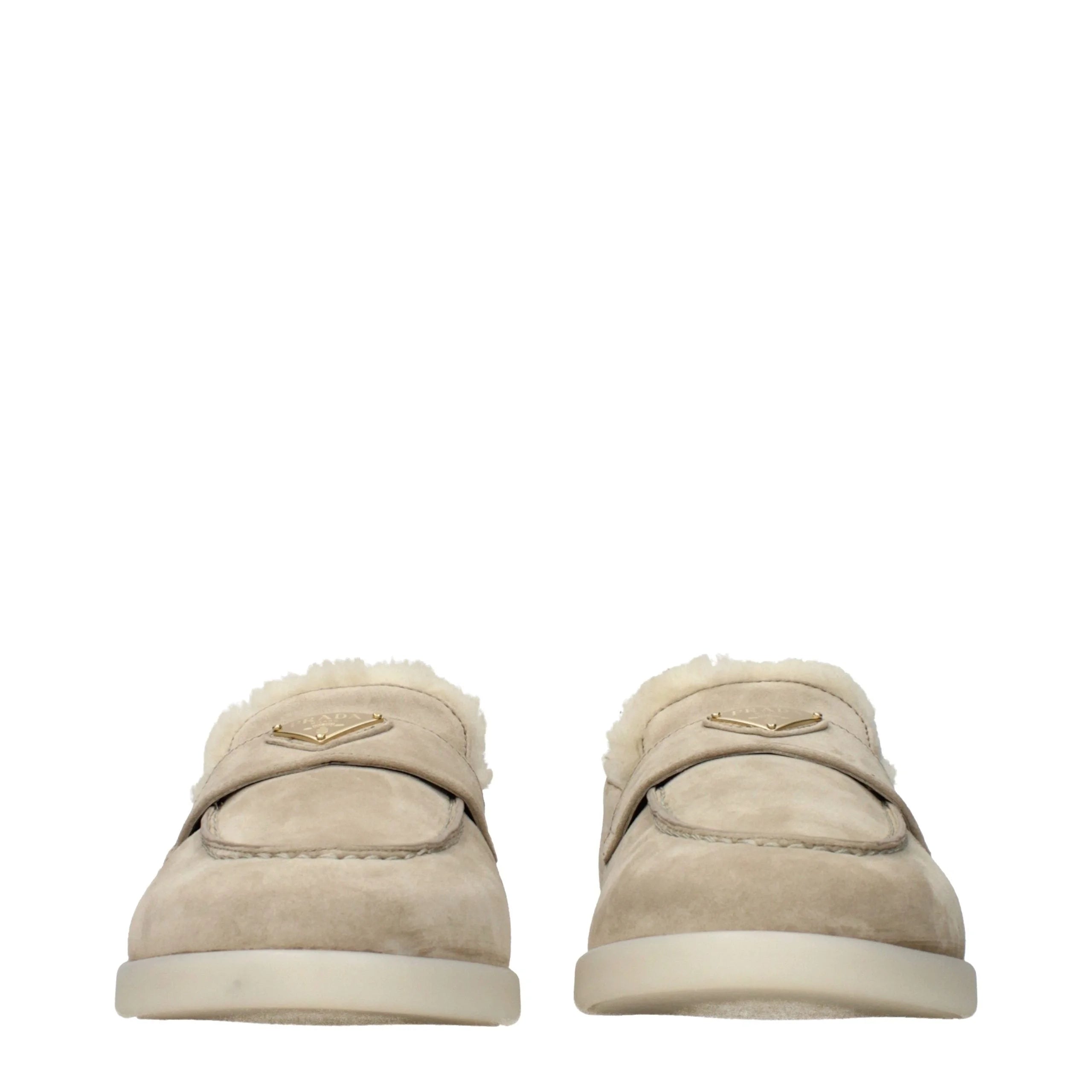 Prada Beige Leather Slip-On Loafers - EU41/US11