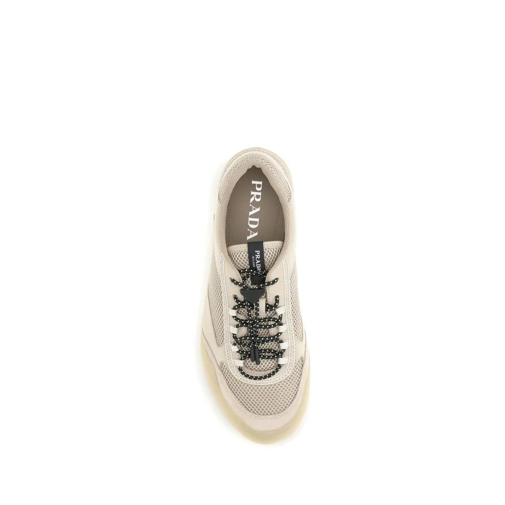 Prada Beigefarbene Polyester-Sneakers