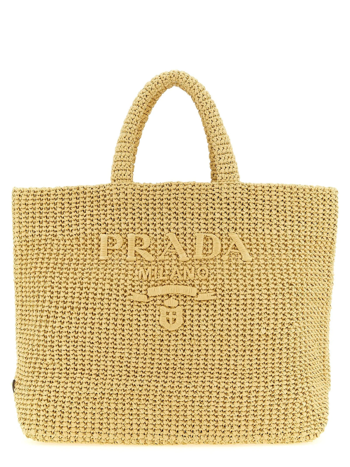 Prada Beige Raffia Tote Bag