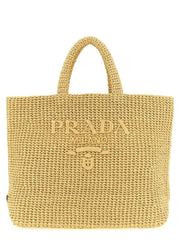 Prada Beige Raffia Tote Bag