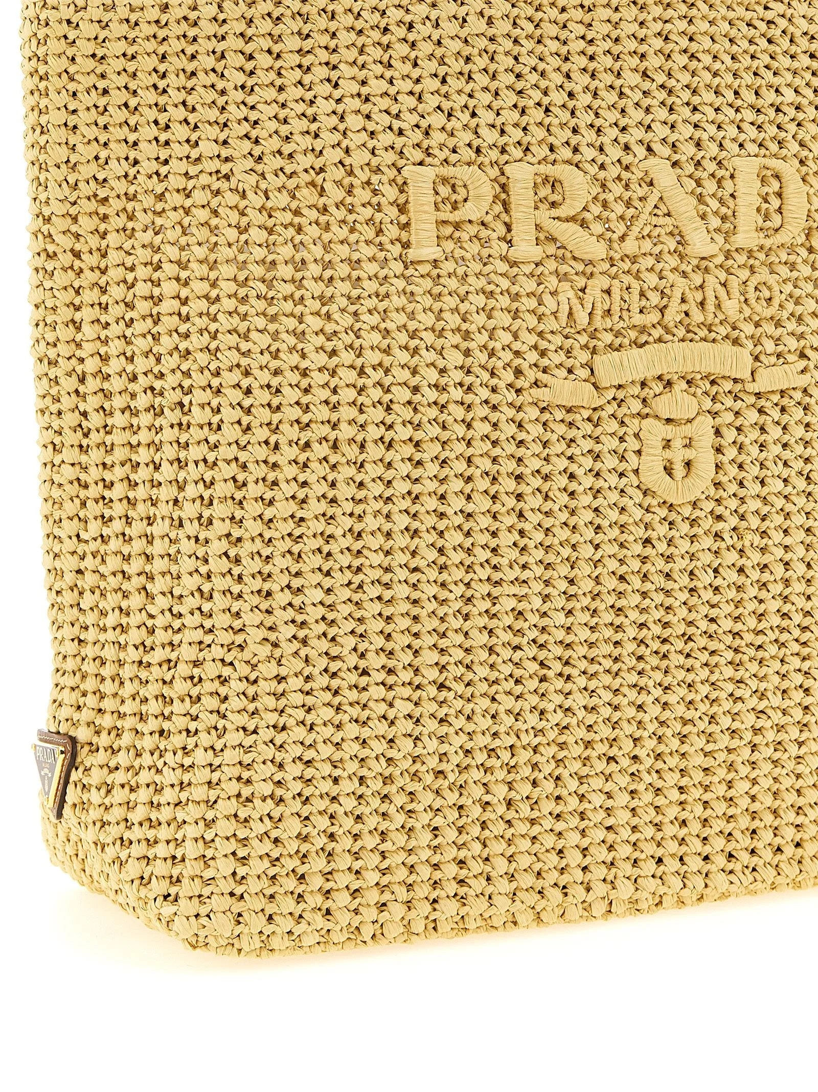 Prada Beige Raffia Tote Bag