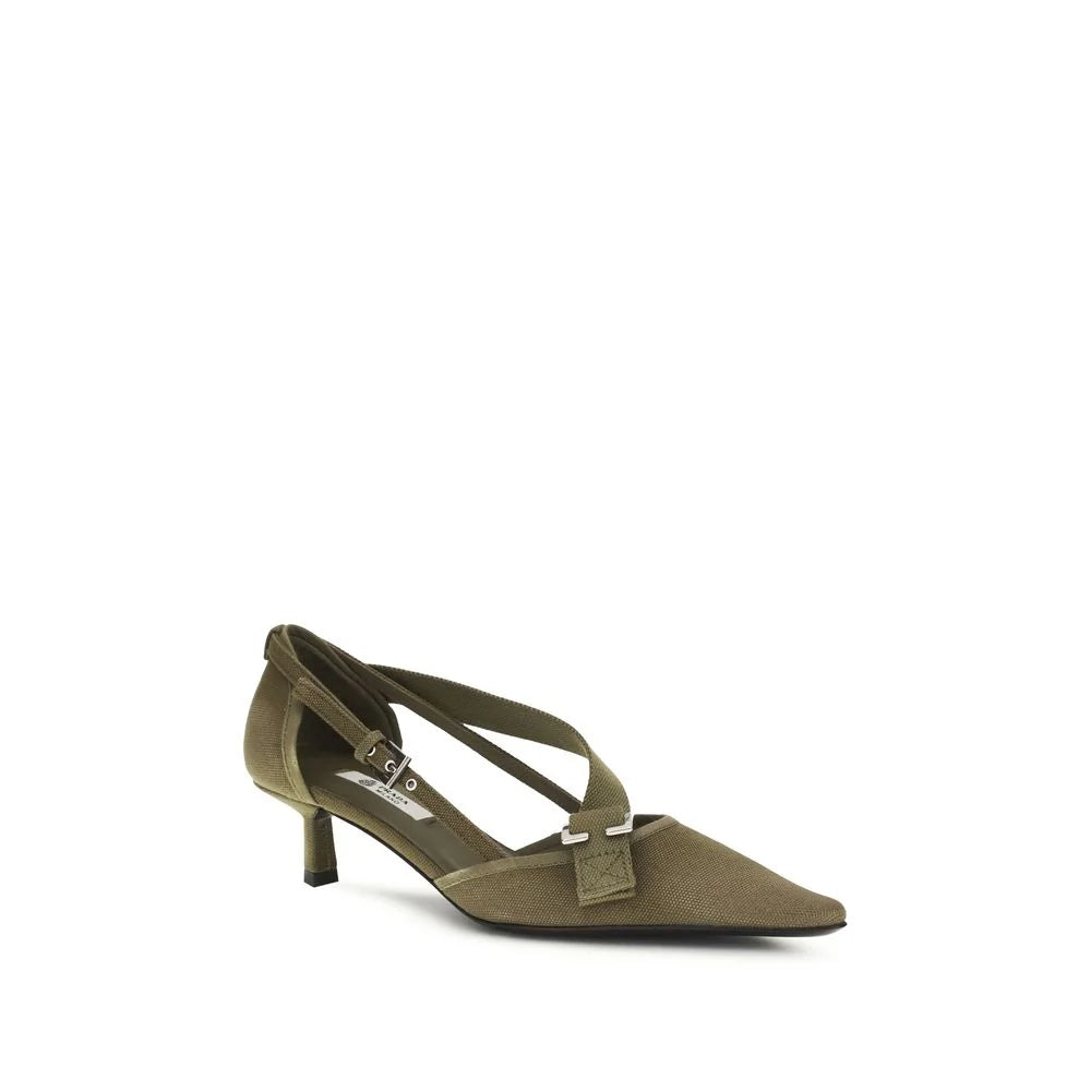 Prada Bicolor Cotton Mid Heel Pumps - EU37/US7