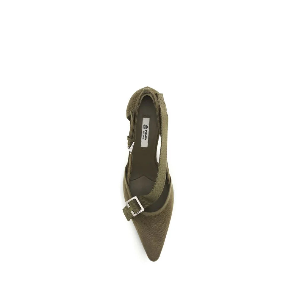 Prada Bicolor Cotton Mid Heel Pumps - EU37/US7