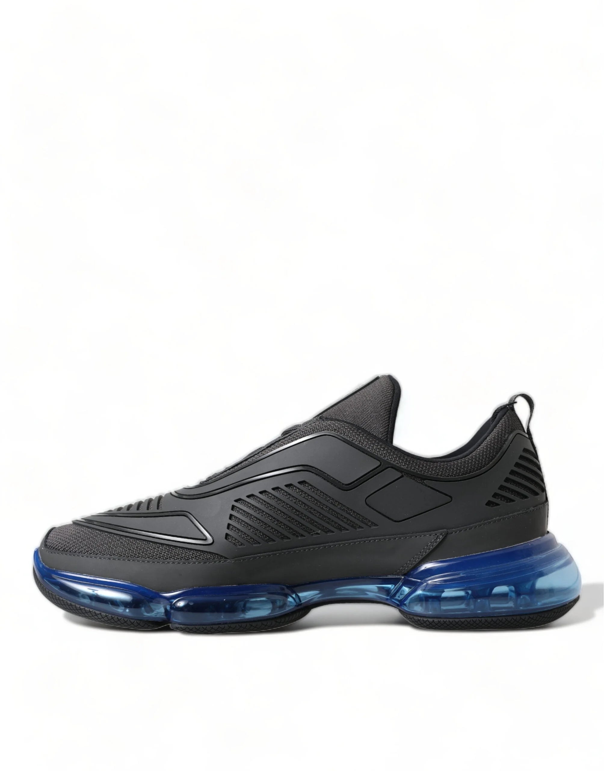 Prada Black Blue Rubber Knit Slip On Low Top Sneakers Shoes - EU40/US7 - Sneakers