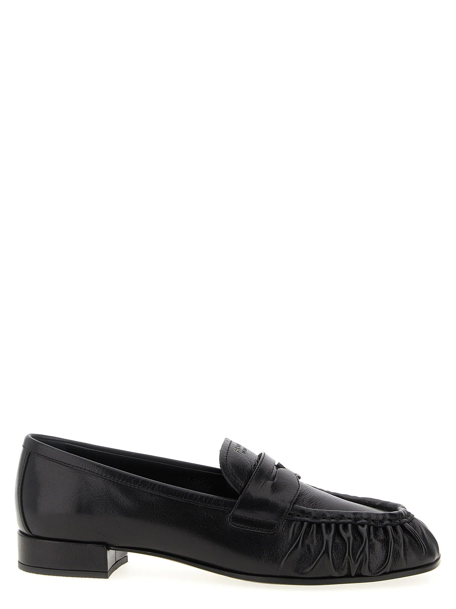 Prada Black Buffalo Leather Slip-On Loafers - EU37.5/US7.5