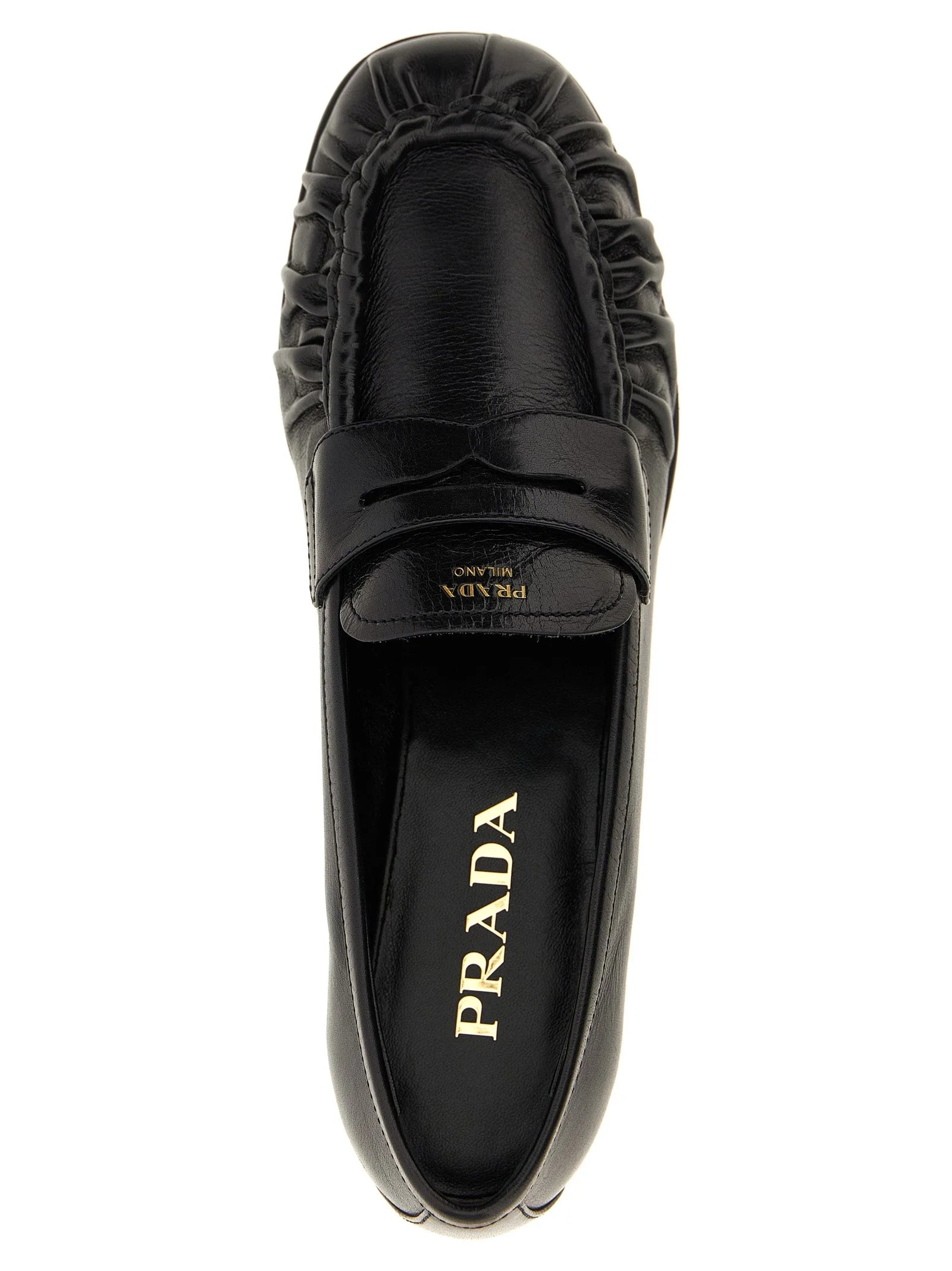 Prada Black Buffalo Leather Slip-On Loafers - EU37.5/US7.5