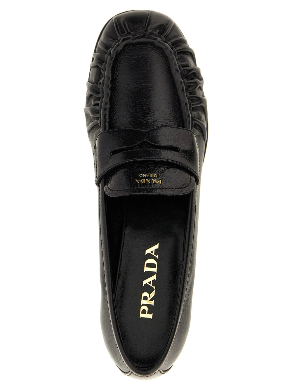 Prada Black Buffalo Leather Slip-On Loafers - EU37.5/US7.5