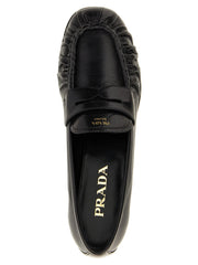 Prada Black Buffalo Leather Slip-On Loafers - EU37.5/US7.5