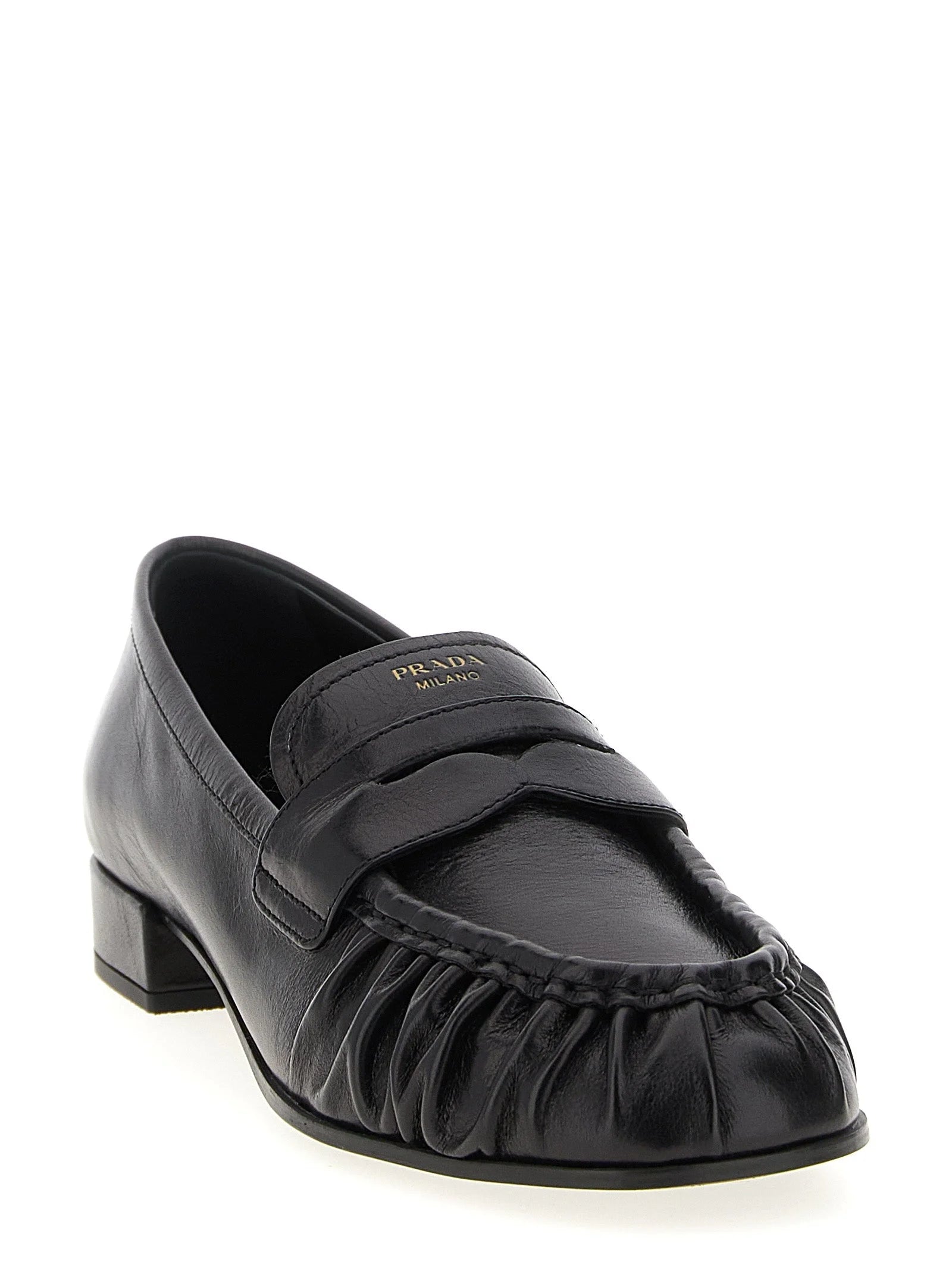 Prada Black Buffalo Leather Slip-On Loafers - EU37.5/US7.5