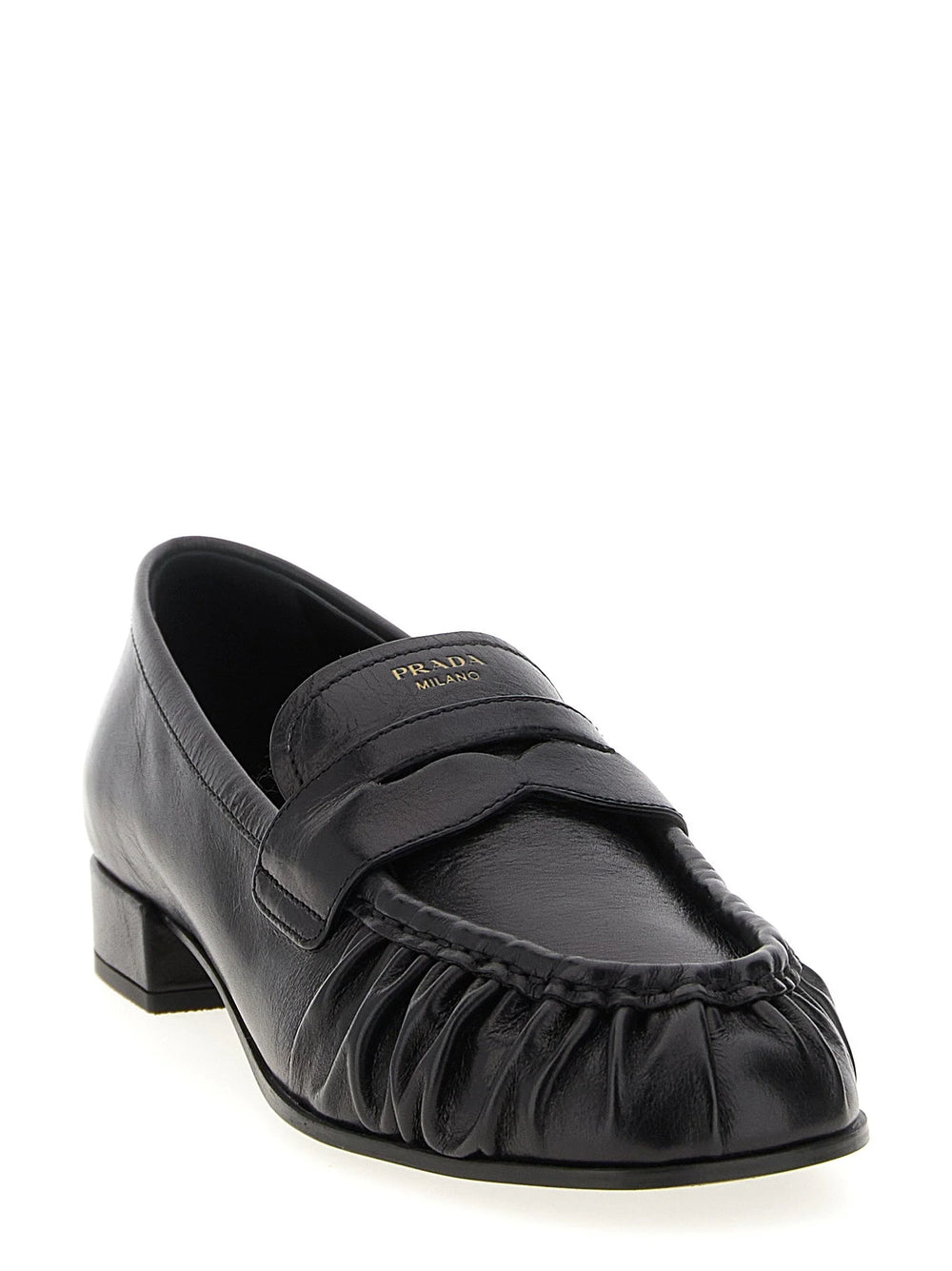 Prada Black Buffalo Leather Slip-On Loafers - EU37.5/US7.5
