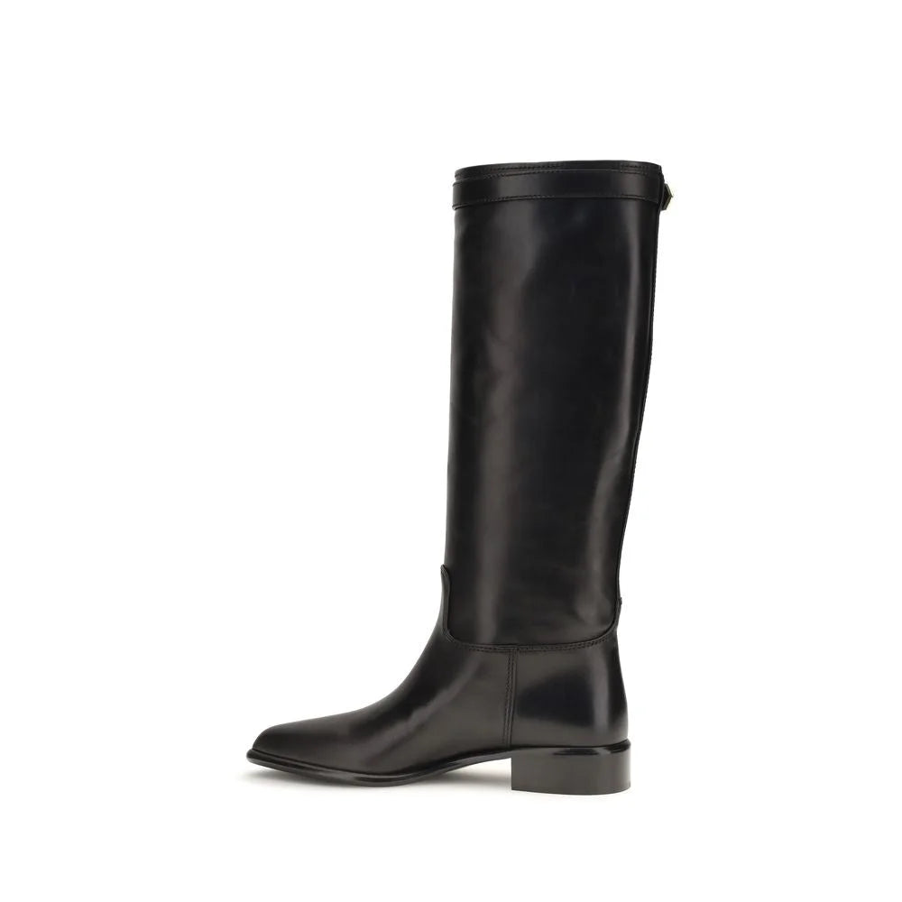 Prada Black Calf Leather Bos Taurus Ankle Boots